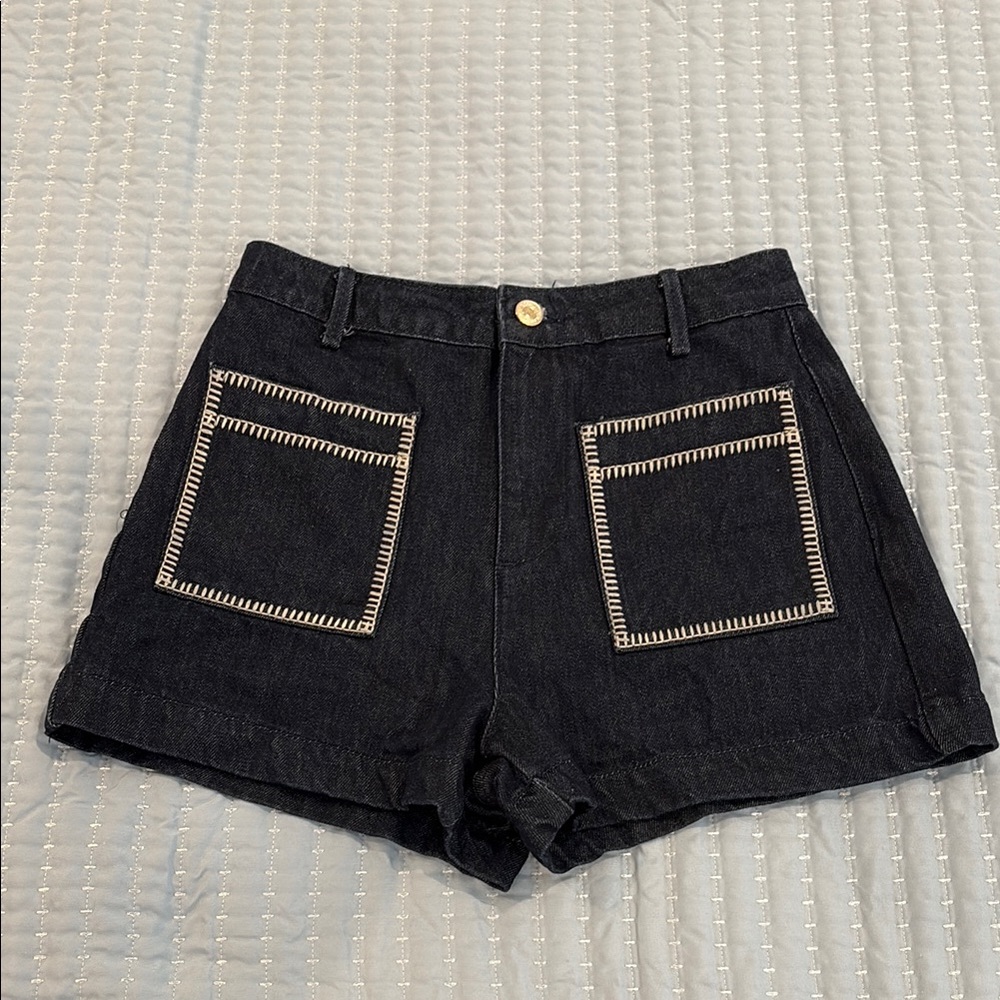 Zara Embroidered Denim Shorts